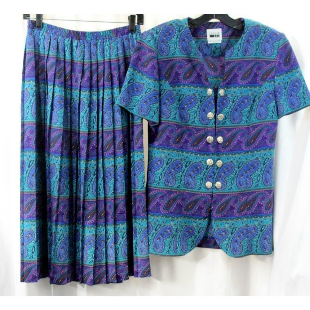 Leslie Fay Womens Multicolor Two Piece Skirt Suit 10